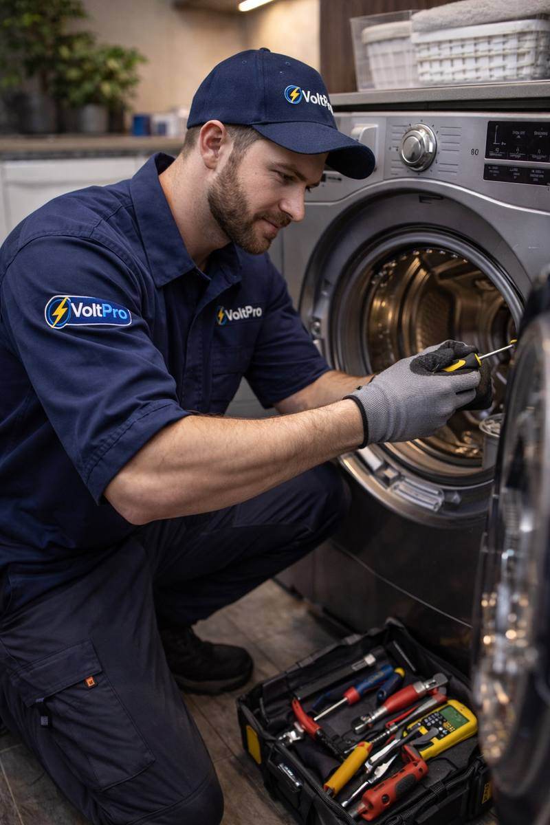 Dishwasher service area checked for leak or drain problem